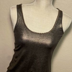 Metallic bronze top with chain detail